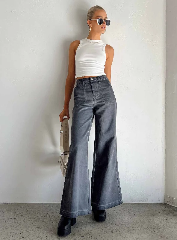 Wide Leg Jeans for Comfort -Dream Big Wide Leg Flare Jeans Denim