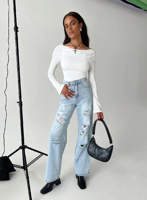 School Jeans for Uniform -Bilston Boyfriend Jeans Light Wash Denim