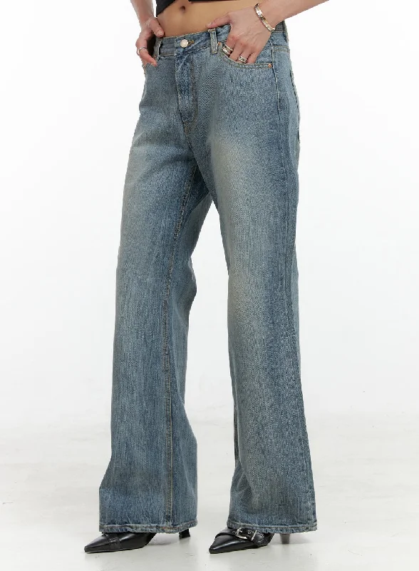 Raw Hem Jeans for Trendy -Solid Straight Jeans CL405