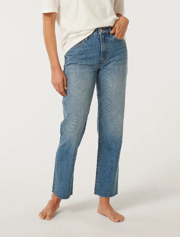 Fringed Jeans for Western -Niki Ankle Straight Jeans