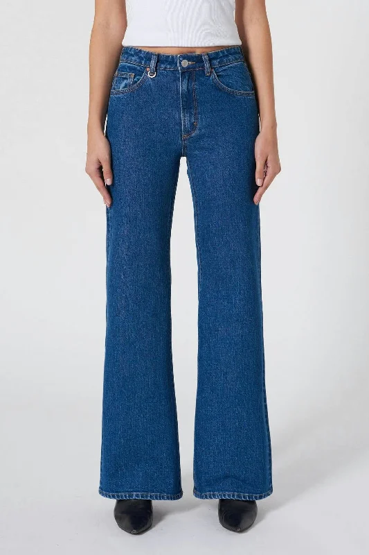 Wide Leg Jeans for Comfort -Eva Royal Indigo Wide Denim Jean