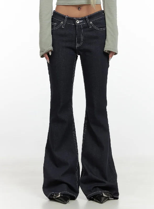 Frayed Hem Jeans for Edgy -Jolie Classic SlimFit Cotton Bootcut Jeans CS425