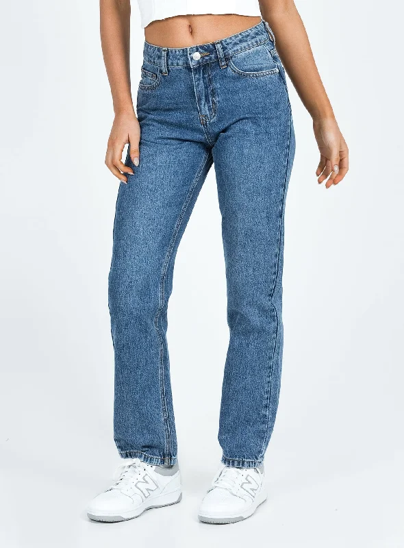 Bootcut Jeans for Flattering -Marsher Slouch Jeans Mid Wash Denim