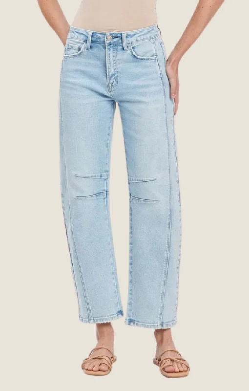 Wide Leg Jeans for Comfort -Tatum Light Wash Barrel Jeans