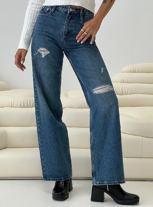 Birthday Jeans for Celebration -Beetle Ripped Jeans Mid Wash