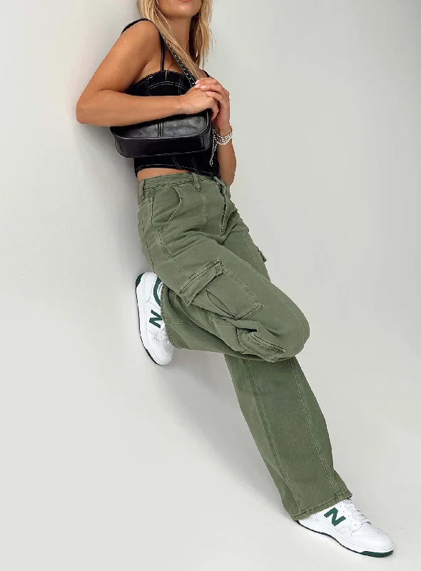 Stretch Jeans for Flexibility -Jora Cargo Jeans Green