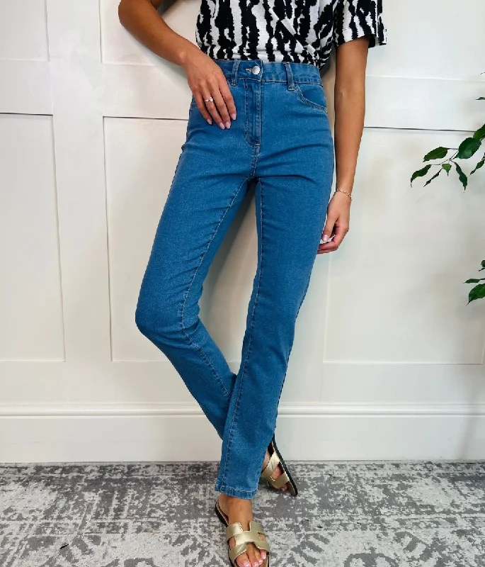 Flare Jeans for Retro Vibe -Light Blue Denim Susie Slim Leg Jeans