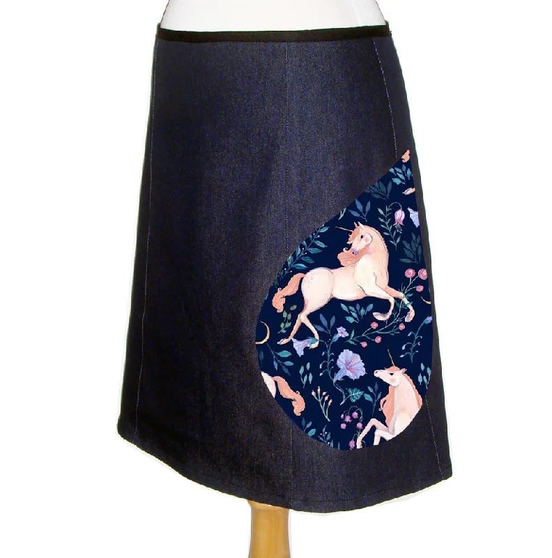 Denim Skirts for Winter Layers -Denim Skirt - Unicorn