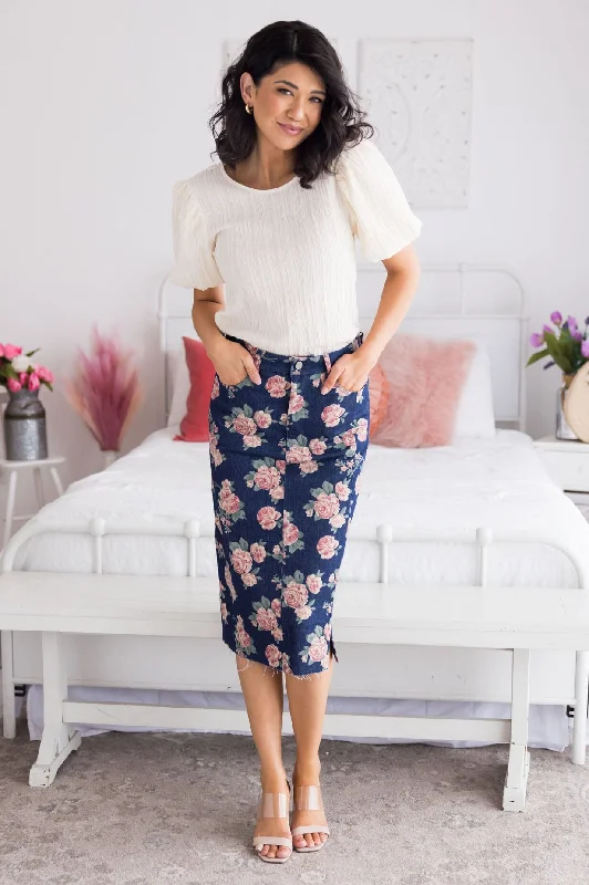 Denim Skirts for Cocktail Parties -Lead Me To You Denim Skirt