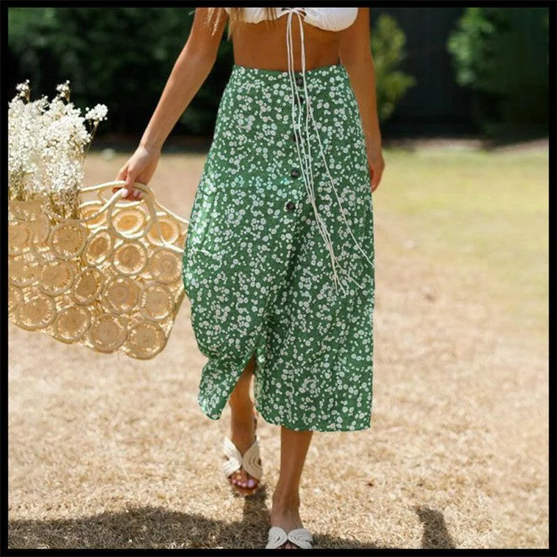 Flowy maxi skirts for breezy summer style -Idyllic green skirt