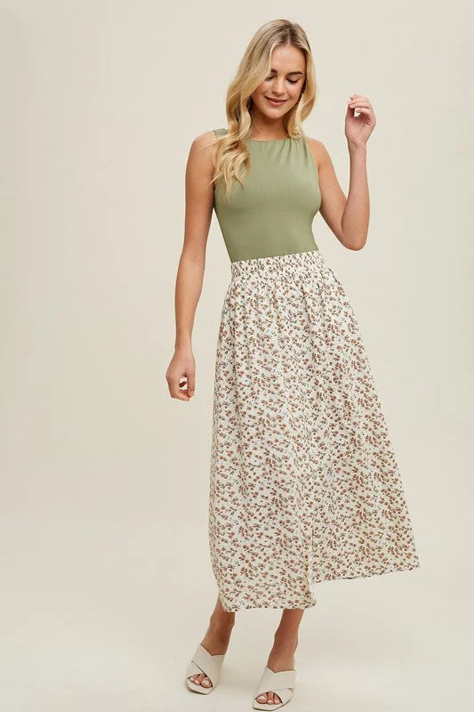 Patterned skirts with bold stripe accents -Daisy Floral Skirt