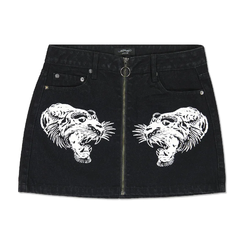 Bootcut Denim Skirts for Flare -Tigers Zipper Front Mini Denim Skirt