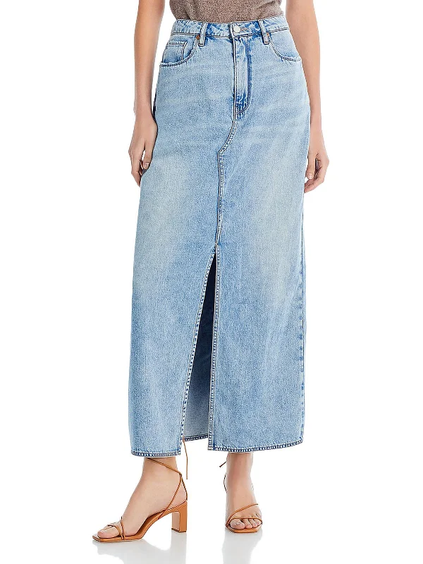 Denim Skirts with Zippers for Modern -Womens Long Denim Denim Skirt