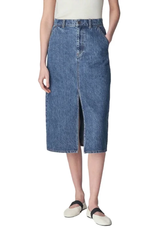 Denim Skirts with Studs for Punk -Organic Denim Skirt In Indigo