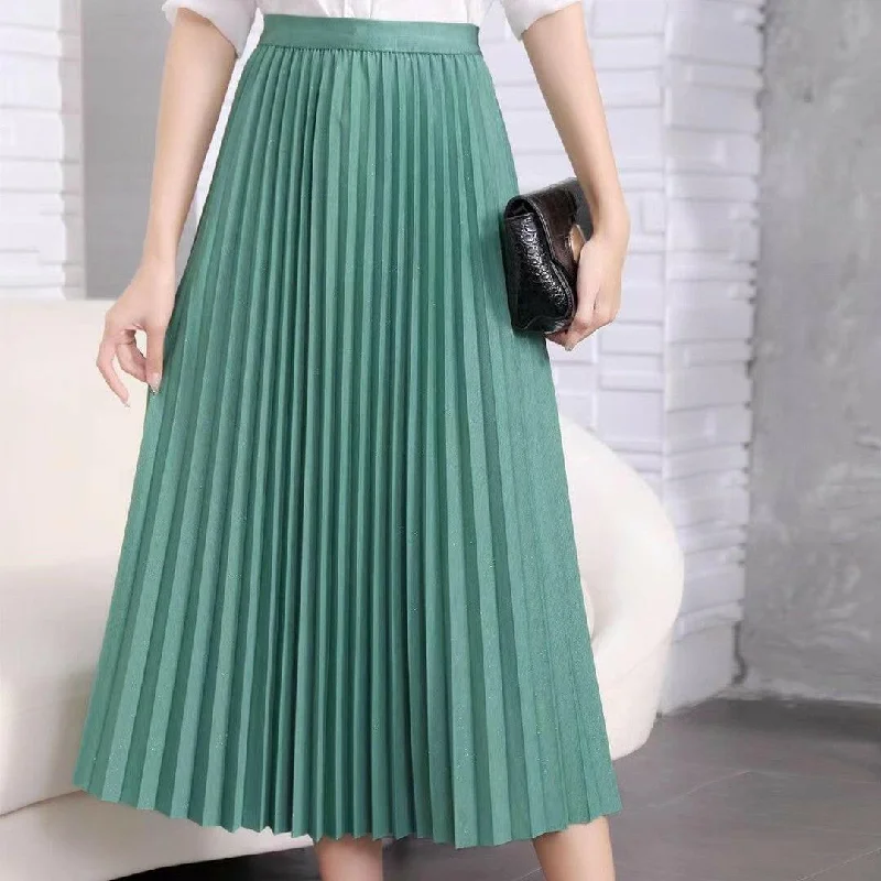 Mid-length Temperament Commuter Green Skirt