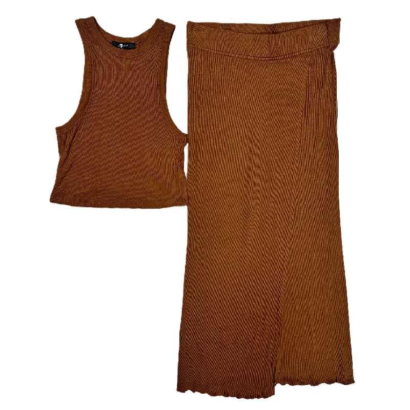 Soft skirts with plush cotton lining -Skirt Set 2pc By 7 For All Mankind In Brown, Size: S