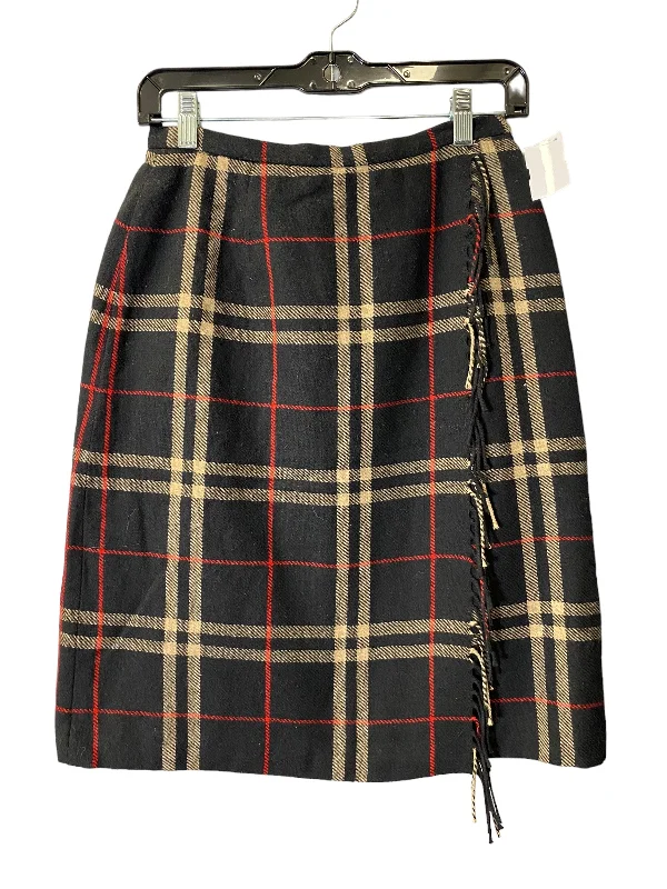 Patterned skirts with unique abstract art -Skirt Midi By Kasper In Plaid Pattern, Size: S