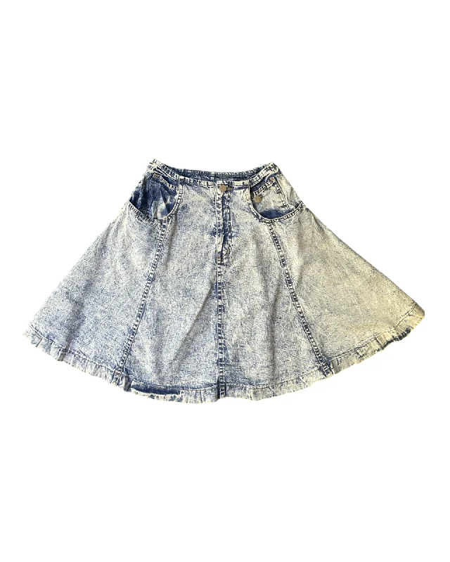 Embroidered Denim Skirts for Detail -Vintage 80’s Denim Skirt Size 8