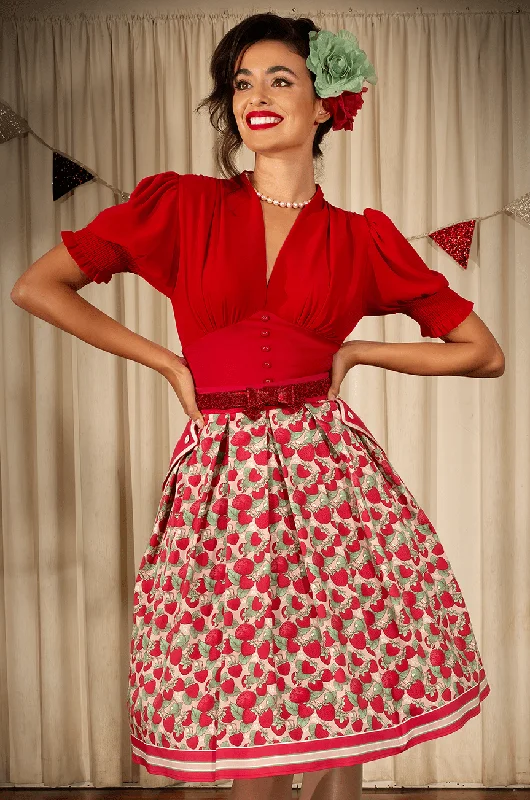 Pleated midi skirts for timeless grace -Miss Strawberry Pageant Skirt