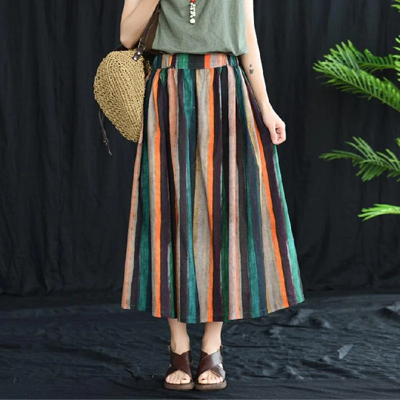 Affordable denim skirts for everyday cool -Pure Vintage Striped Skirt