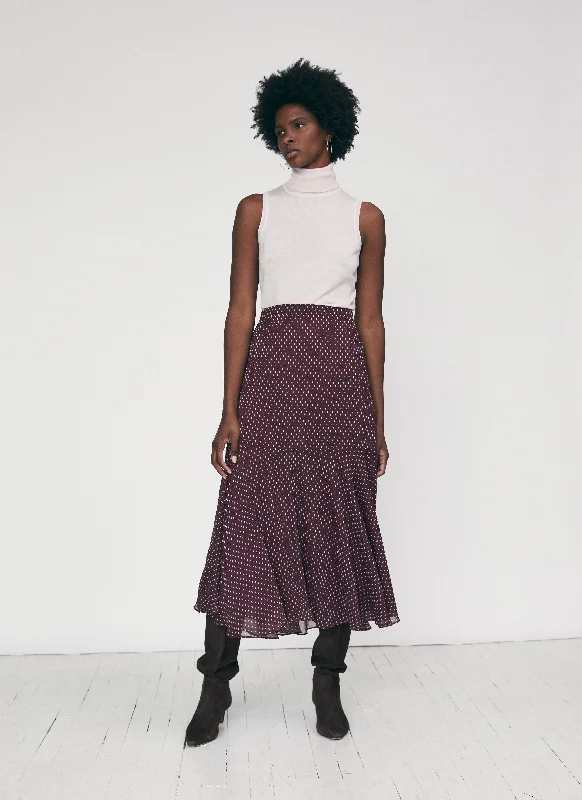 Classic skirts with subtle texture weave -Printed skirt with ruffle