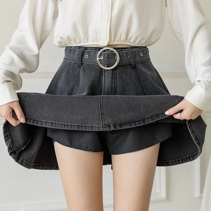 Denim Skirts for Graduation Ceremonies -Preppy Denim Skirt AD210021