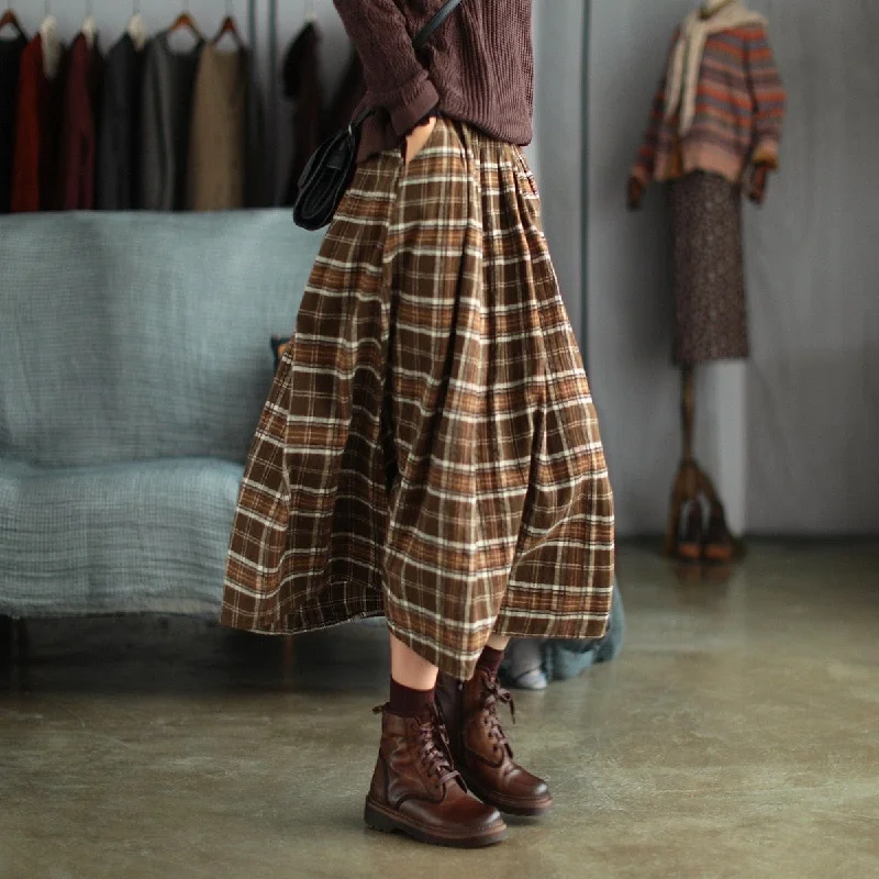 Cute skirts with playful polka dots -Casey Vintage Plaid Midi Skirt