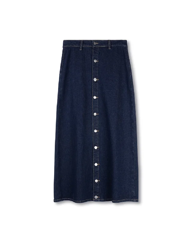 Pencil Denim Skirts for Office -Buttoned Down Denim Skirt