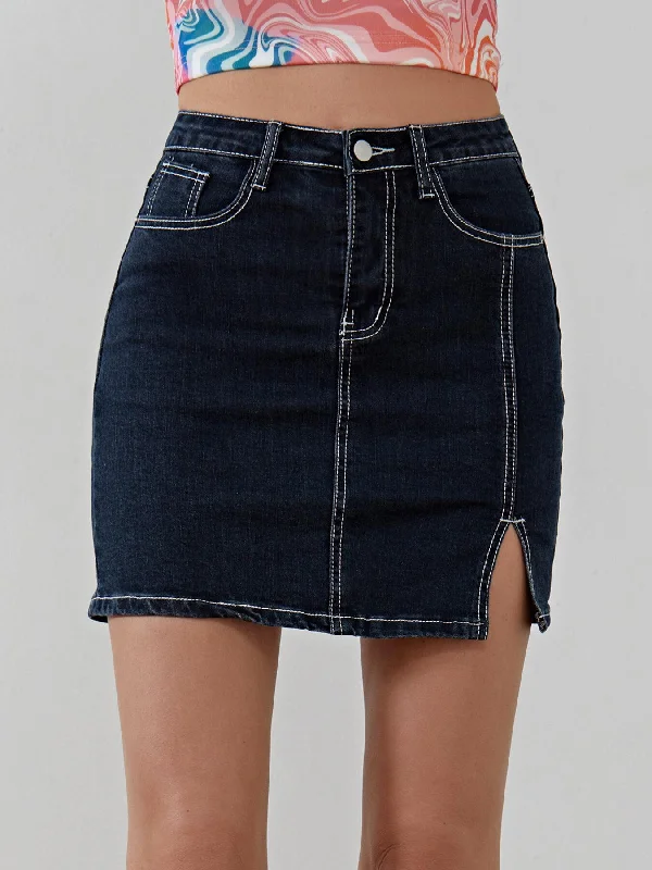 Denim Skirts for Valentine's Day -Split Pocket Bodycon Denim Skirt