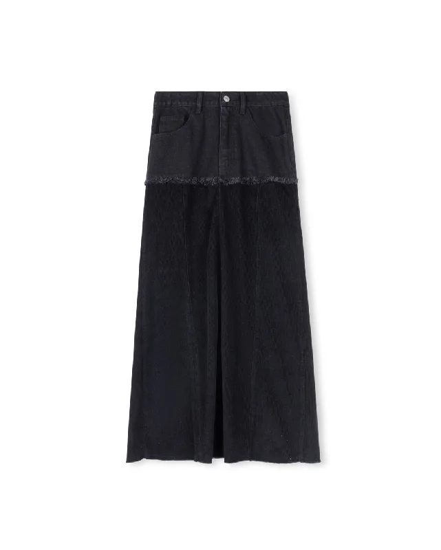 A-line Denim Skirts for Flattering -Two Tone Denim Skirt