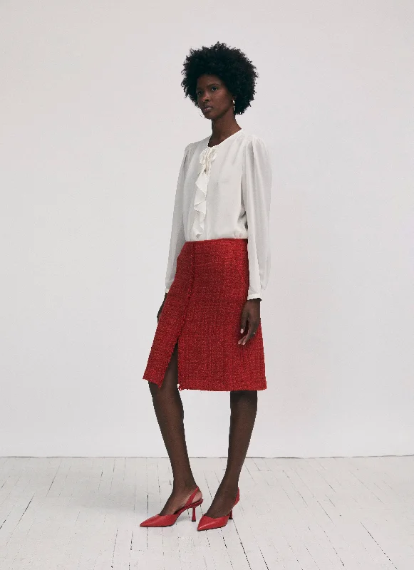 Lightweight skirts with airy fabric weave -Tweed A-line skirt