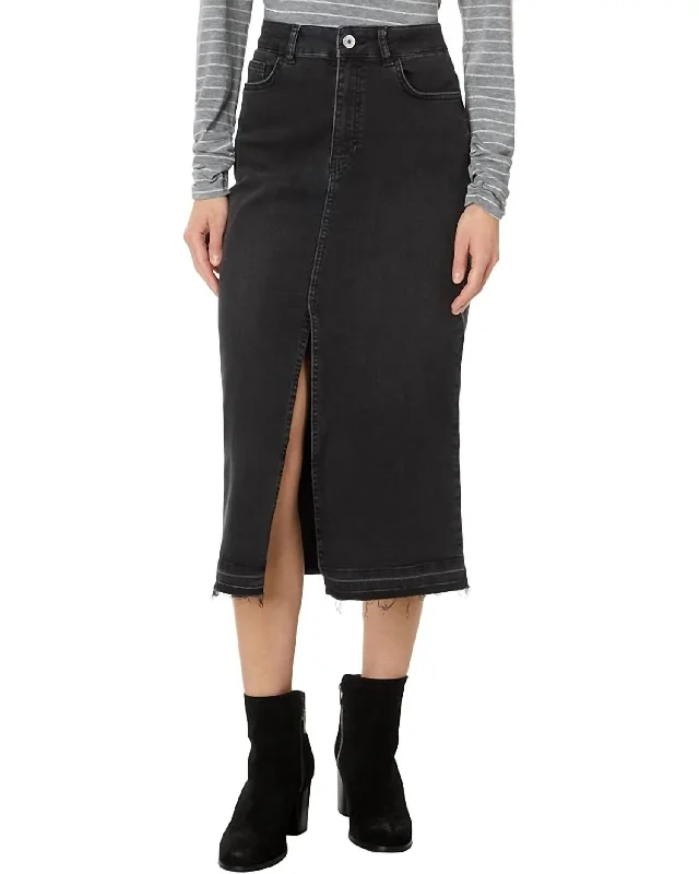 Denim Skirts with Drawstring for Adjustable -Black Denim Skirt