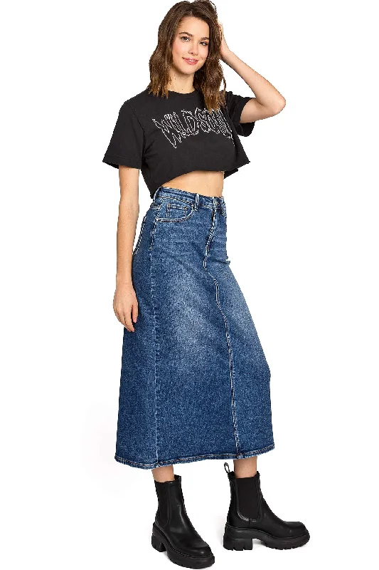 Denim Skirts with Beads for Decoration -Delaney Denim Skirt