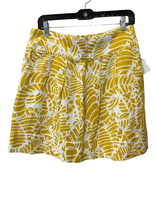 Bold skirts with vibrant tropical prints -Skirt Mini & Short By Loft In White & Yellow, Size: 6