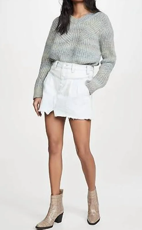 Straight Denim Skirts for Slim -Sidecar Denim Skirt In Clay White