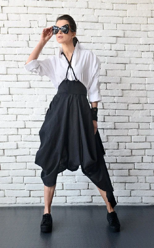 Soft skirts with gentle fabric drape -Asymmetric Linen Skirt