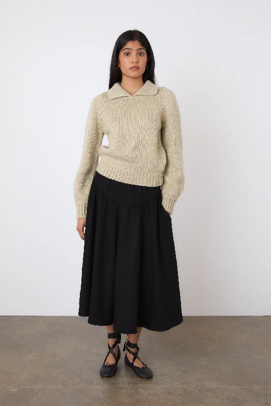 Vintage pencil skirts for nostalgic chic -The Deba Wool Skirt, Onyx