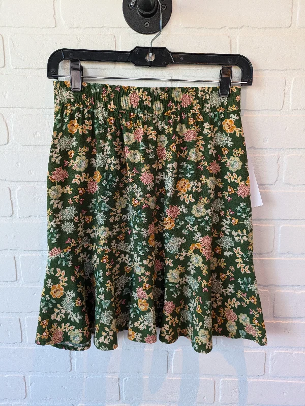 Ruffled maxi skirts for boho summer flair -Skirt Mini & Short By Loft In Green & Yellow, Size: 0