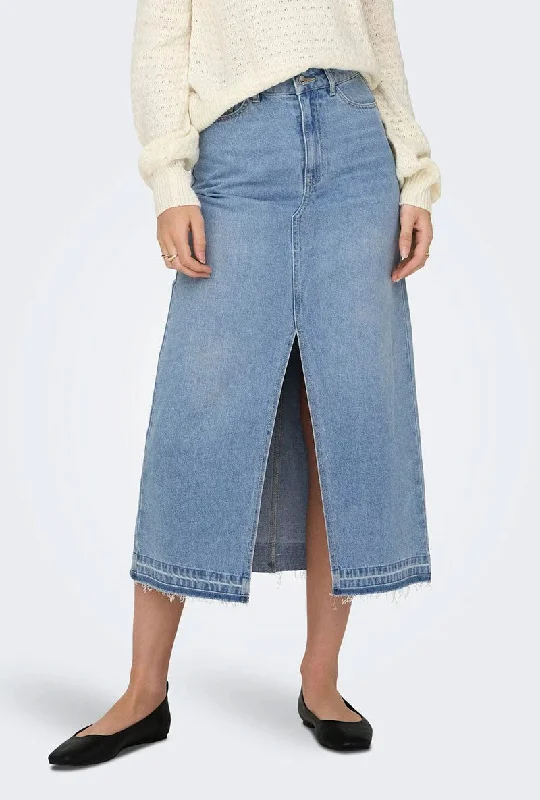 Denim Skirts for Hiking -JDY BELLA HW LONG DENIM SKIRT