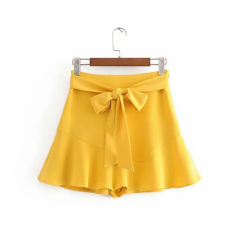 Soft linen skirts for gentle warm wear -Layered decorative casual shorts skirt