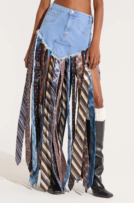 Denim Skirts for Anniversary Dinners -SO YOU THOUGHT DENIM SKIRT WITH TIE