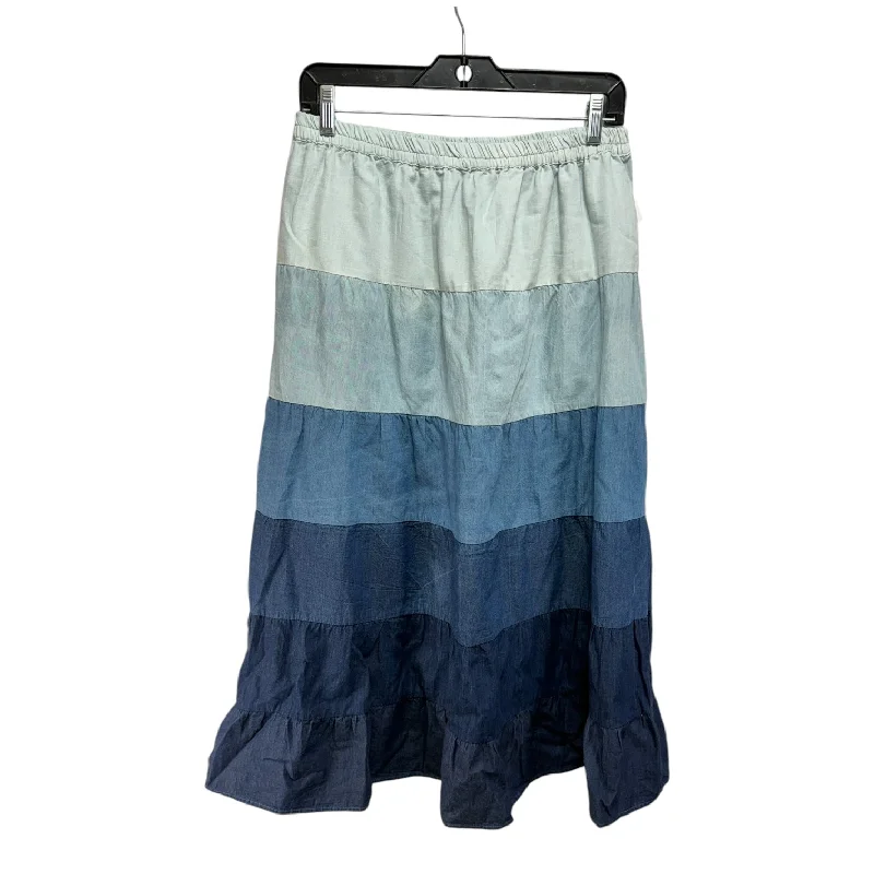 Asymmetrical Denim Skirts for Unique -Tiered Denim Skirt Maxi By New Directions In Ombre Print, Size: M