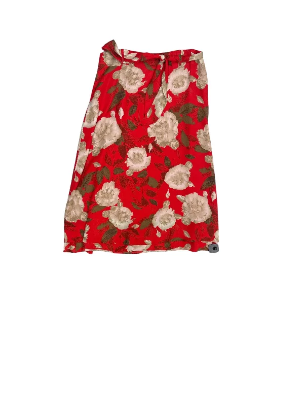 Trendy leather skirts for edgy modern looks -Skirt Midi By Rena Rowan In Red & White, Size: 12