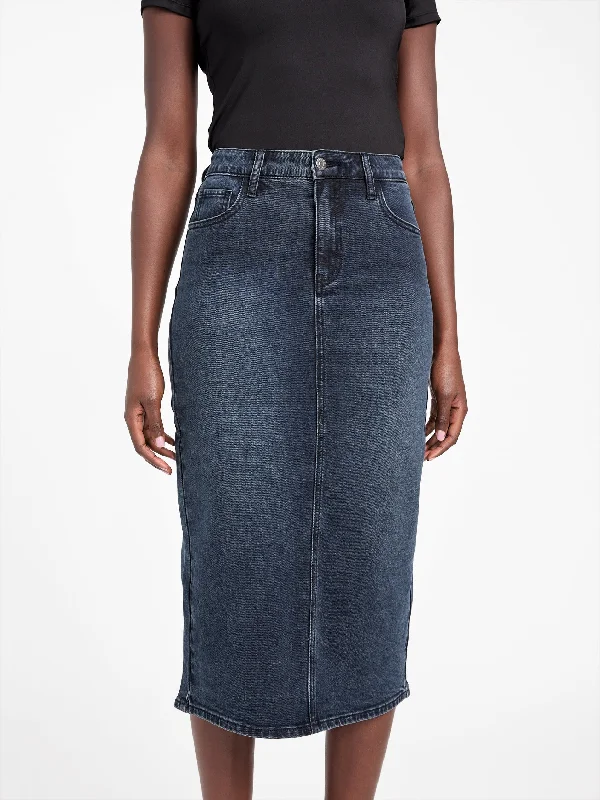 Mid Waist Denim Skirts for Comfort -Tee Denim Skirt