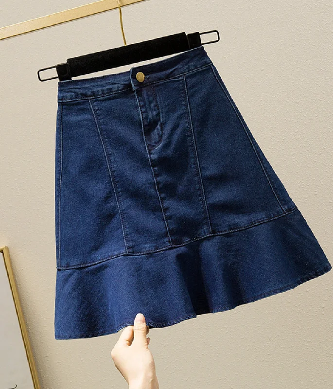 Denim Skirts for Casual Fridays -Cute A line denim skirt    S289