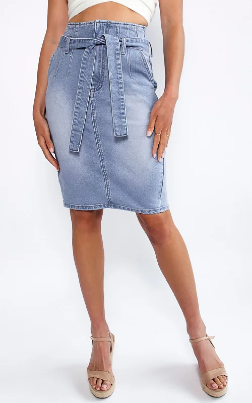 Denim Skirts for Cycling -Phoebe Denim Skirt- Light Blue