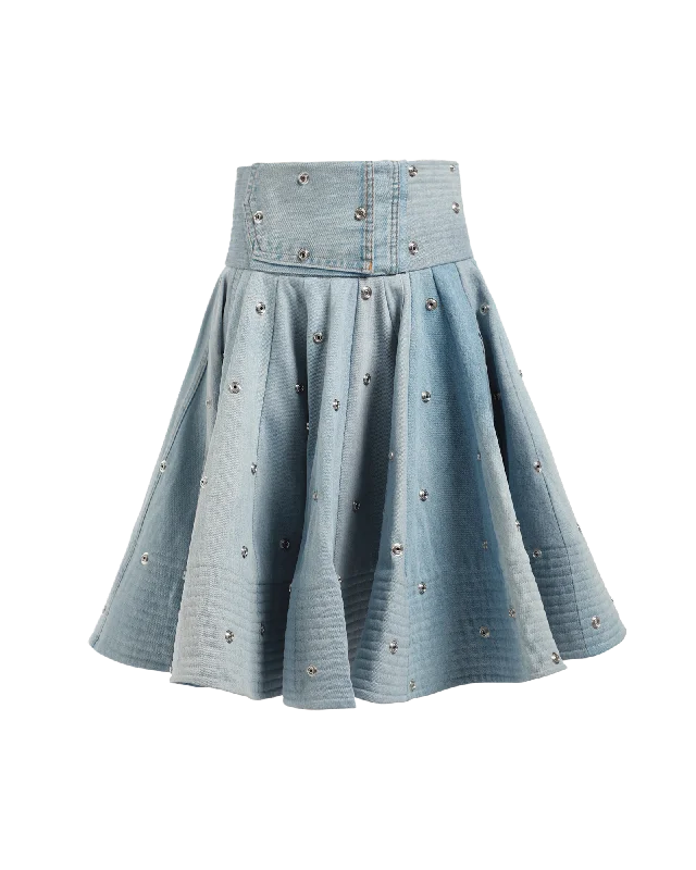 Acid Wash Denim Skirts for Retro -Recycled Denim Skirt