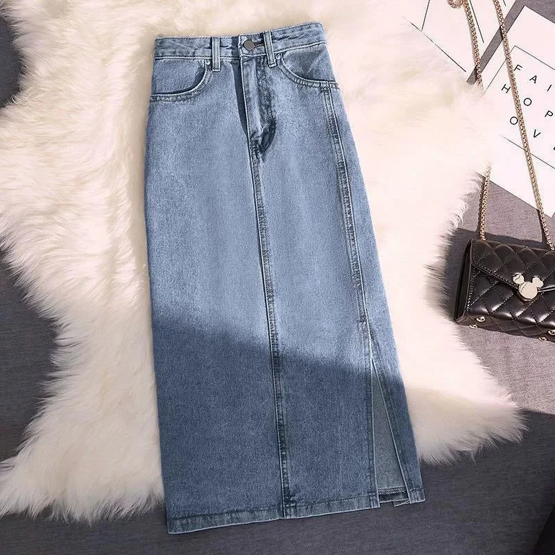 Denim Skirts for Summer Vacations -Rubello Maxi Statement Denim Skirt