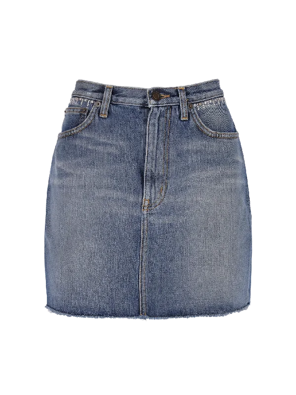 Denim Skirts with Pockets for Practical -stud-detail mini denim skirt