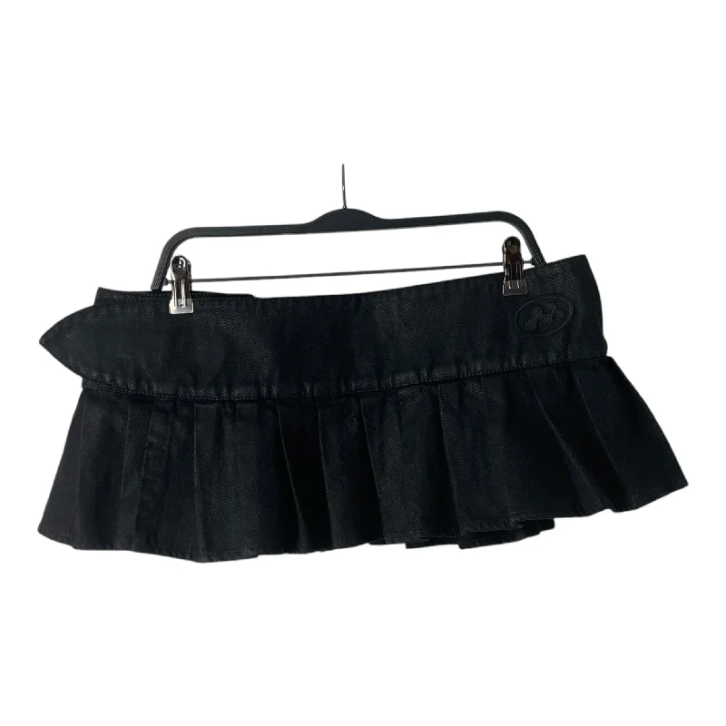 Denim Skirts with Elastic Waist for Comfort -MOWALOLA/Skirt/XL/Denim/BLK/WAXED DENIM SKIRT